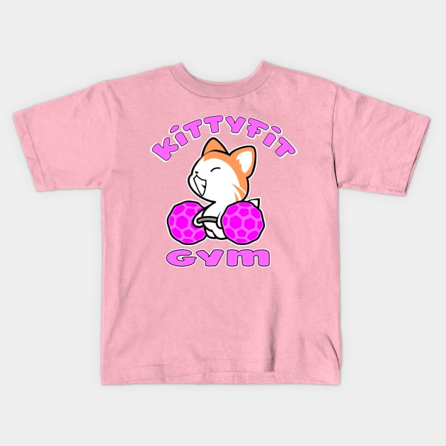 kitty Fit Gym Kids T-Shirt by Spikeani